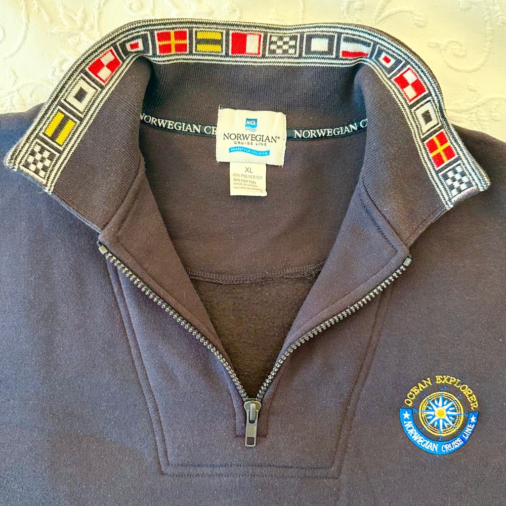 Norwegian Cruise Line Ocean Explorer Alaska Navy Quarter Zip Sweatshirt Mens XL - Picture 3 of 10